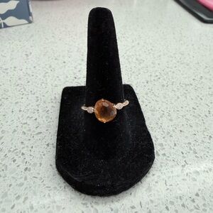 18K Gold Citrine and Diamond Ring